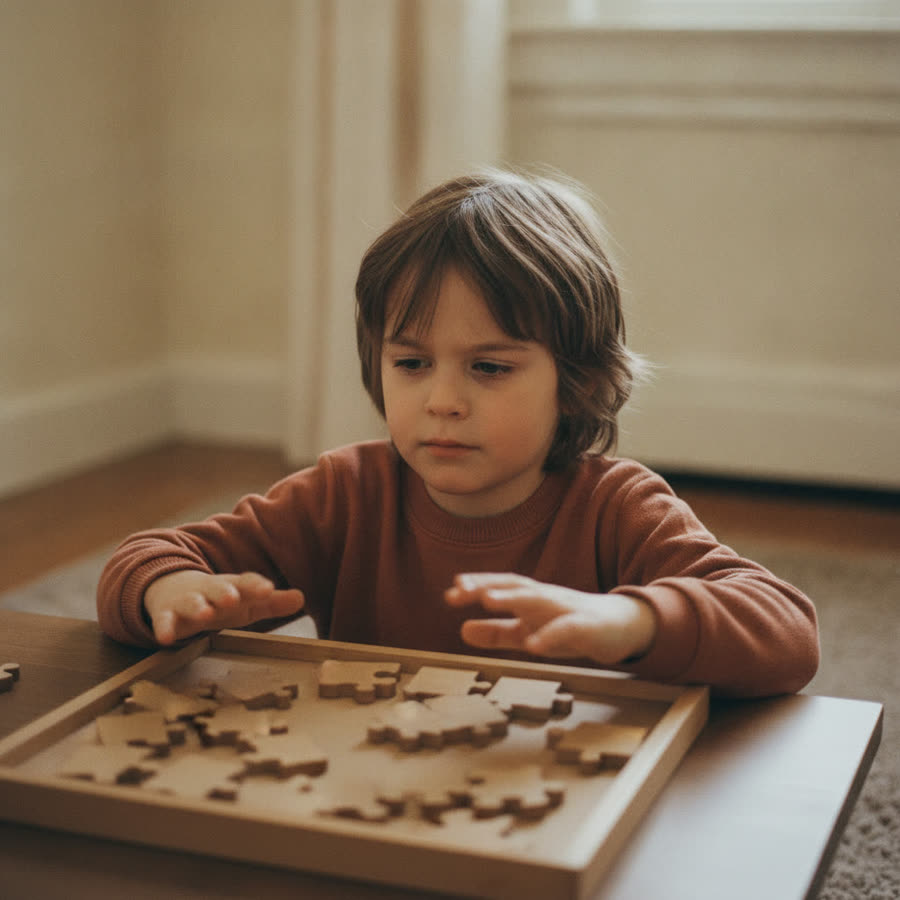 A nine-year-old staying composed through frustration