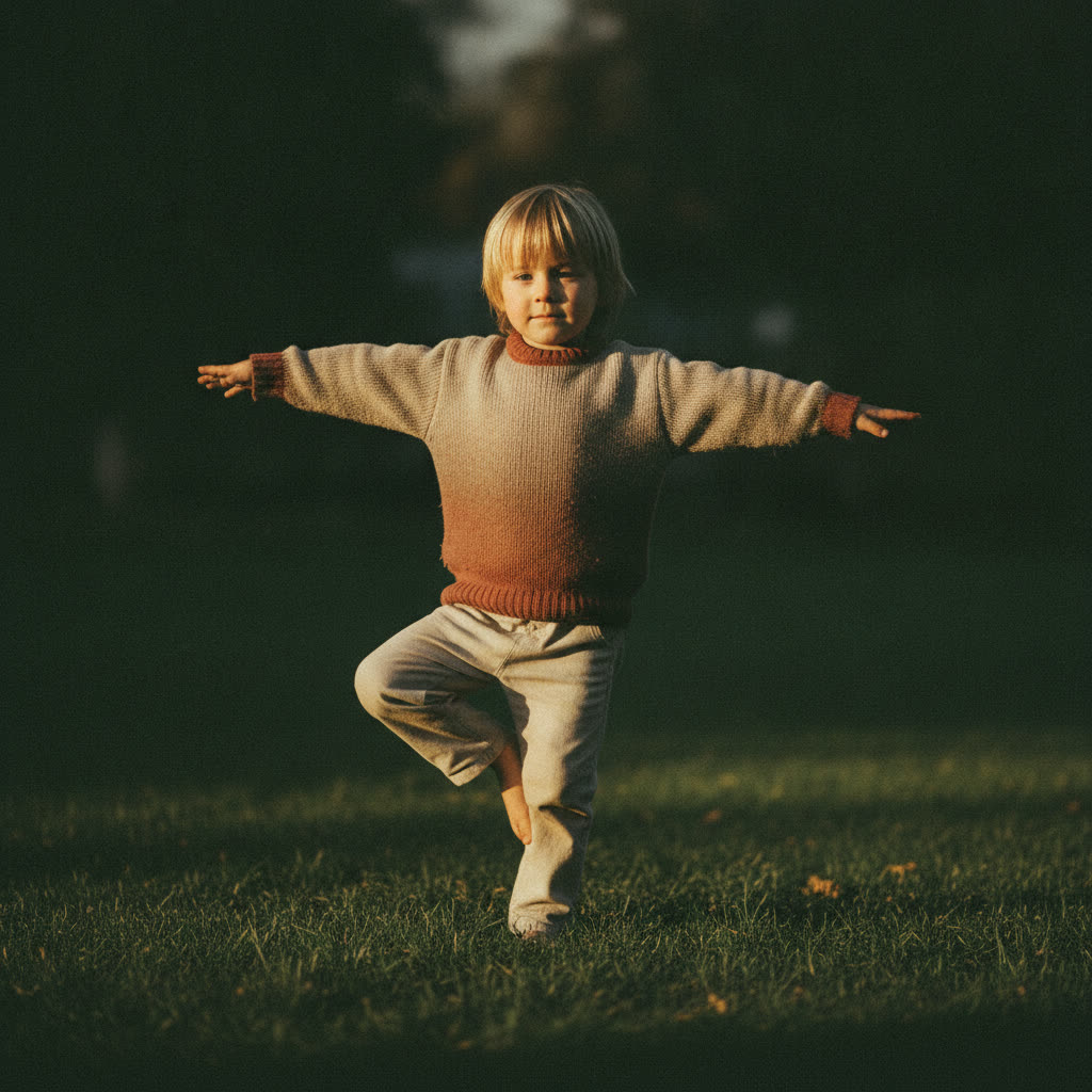 Child in a steady, quiet one-leg stand