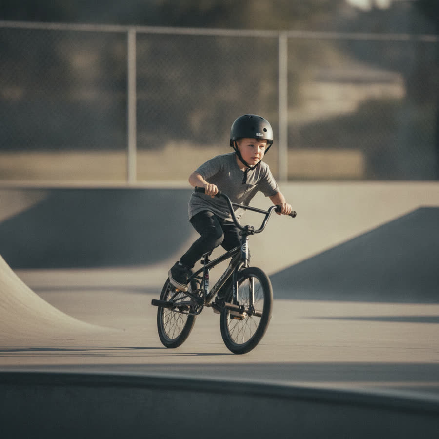 A 6-year-old riding a BMX hard