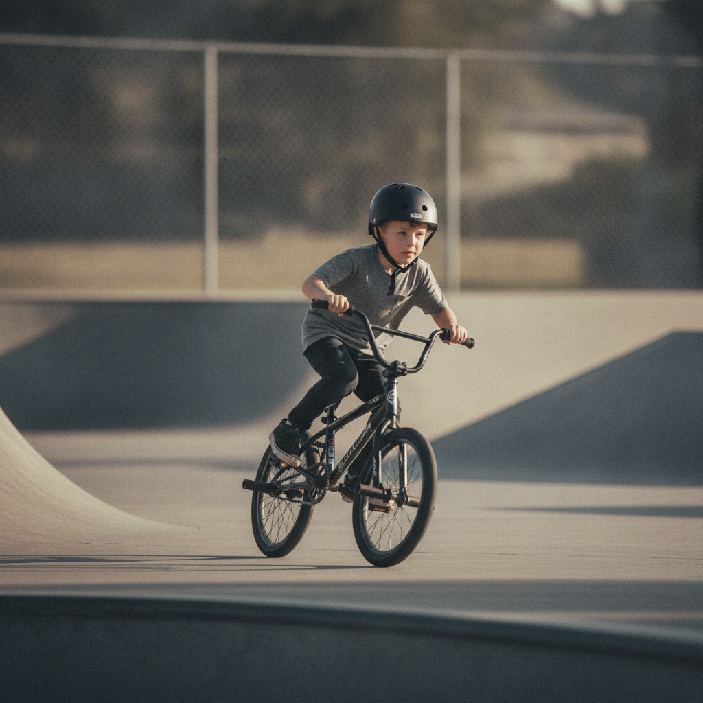 A 6-year-old riding a BMX hard