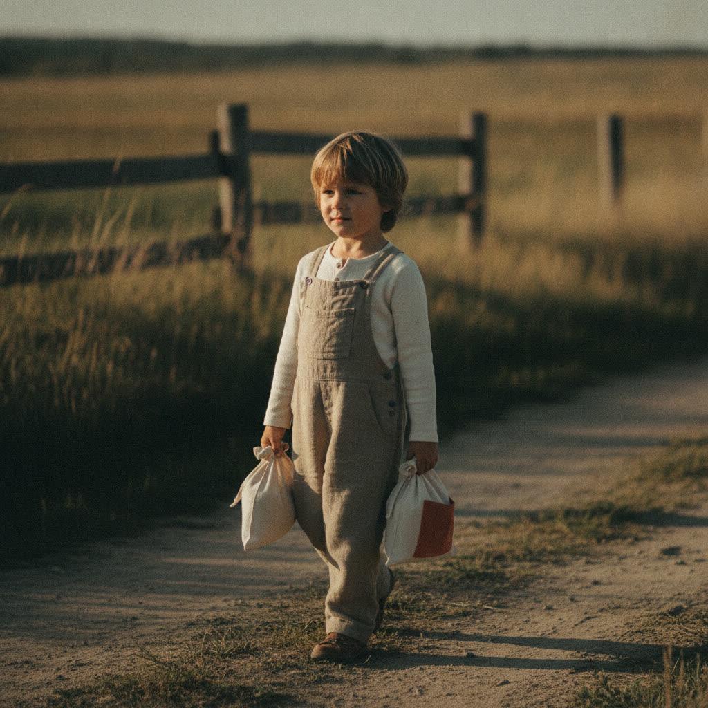 Child carrying upright, shoulders back and proud