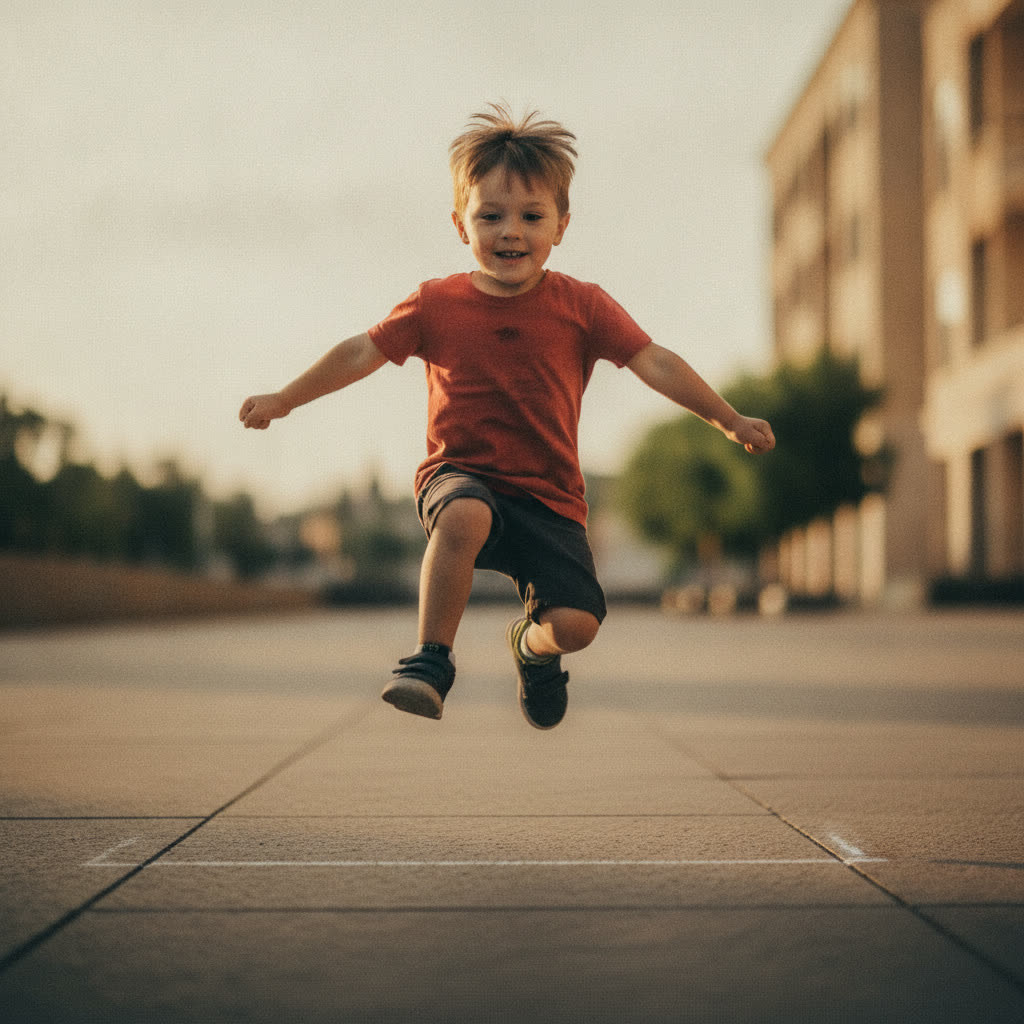 A child mid-air in play