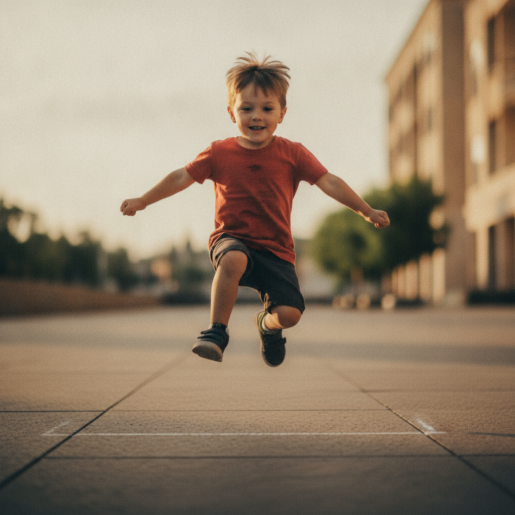 A child mid-air in play