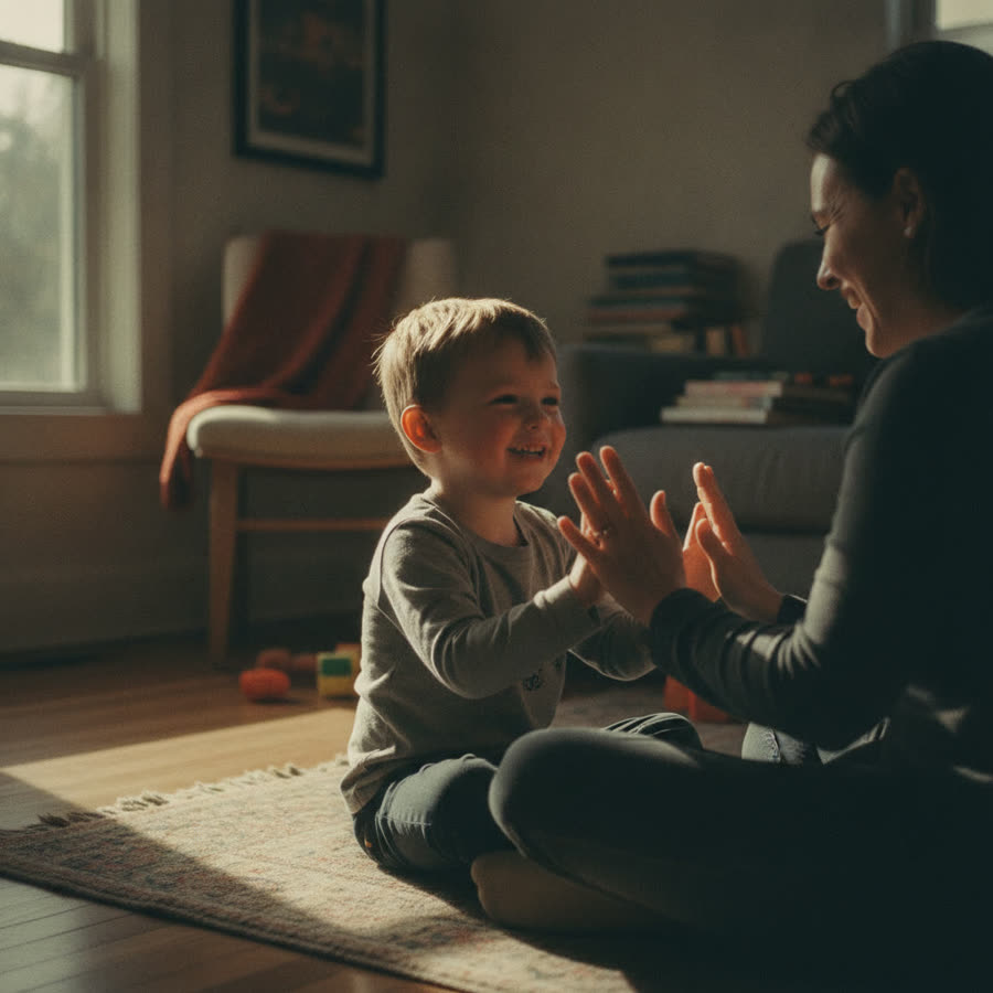 A child clapping a rhythm game
